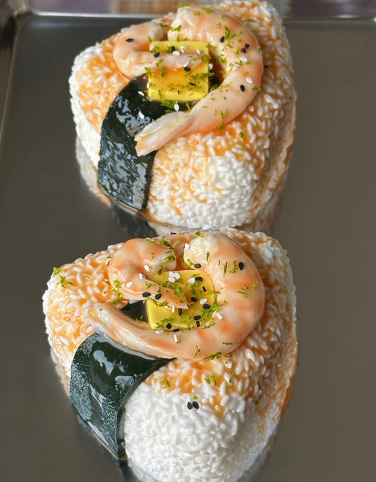 Ultra-realistic shrimp onigiri squishy