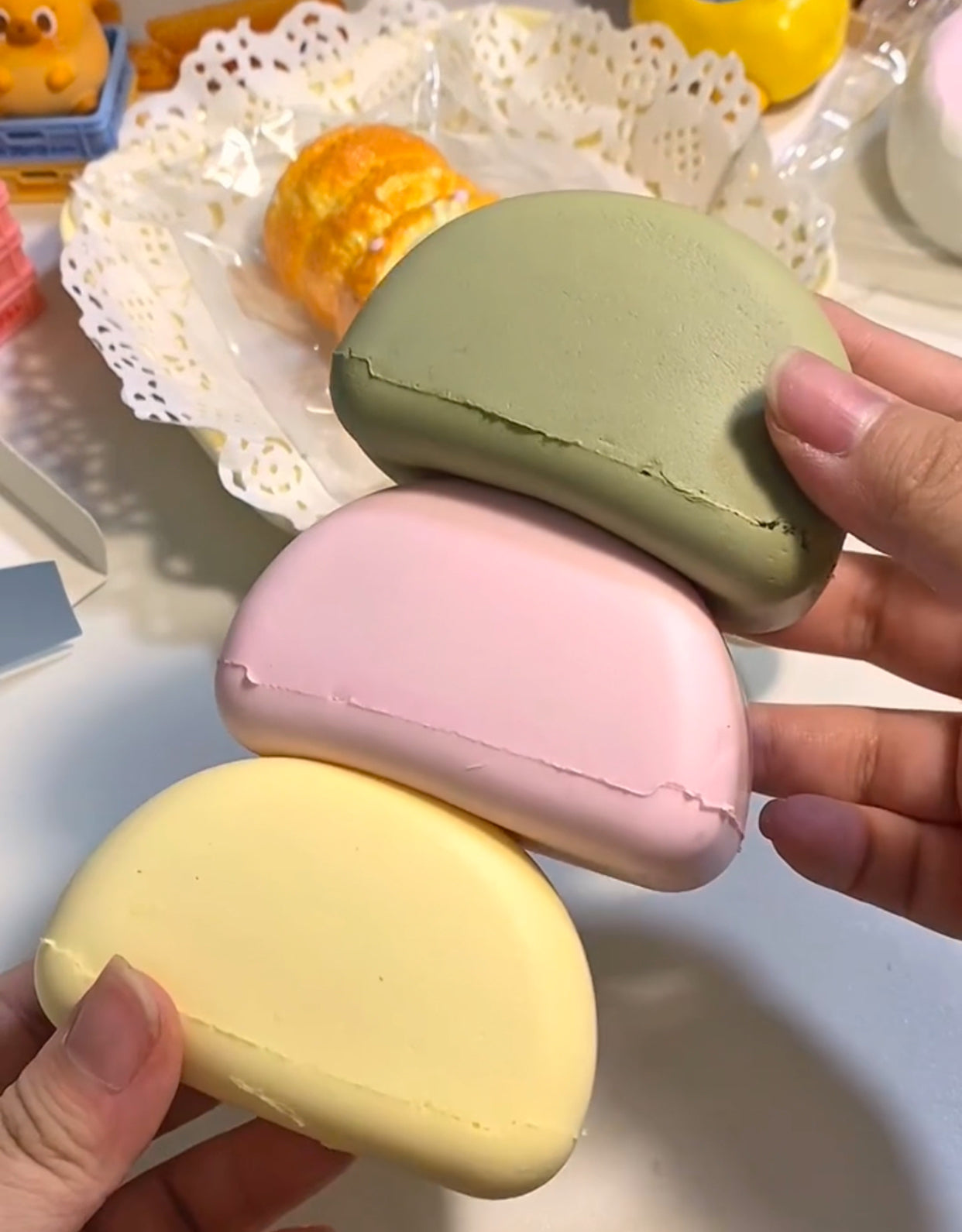 3pcsMini Soft Mantou Slow-Rise ruirui Squishy toy